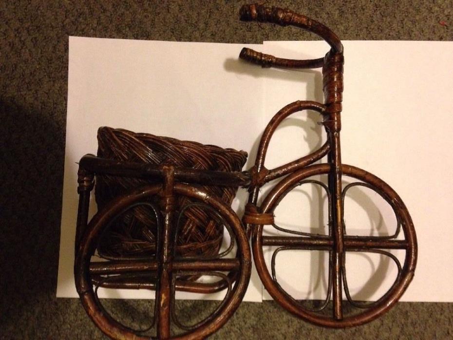 Bamboo Bicycle Basket Planter holder decor rustic