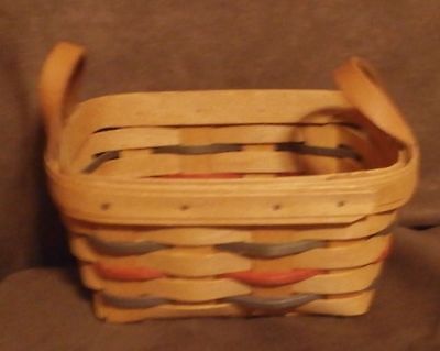 LONGABERGER WOODEN BERRY BASKET w LEATHER HANDLES ~1994~ Signed~