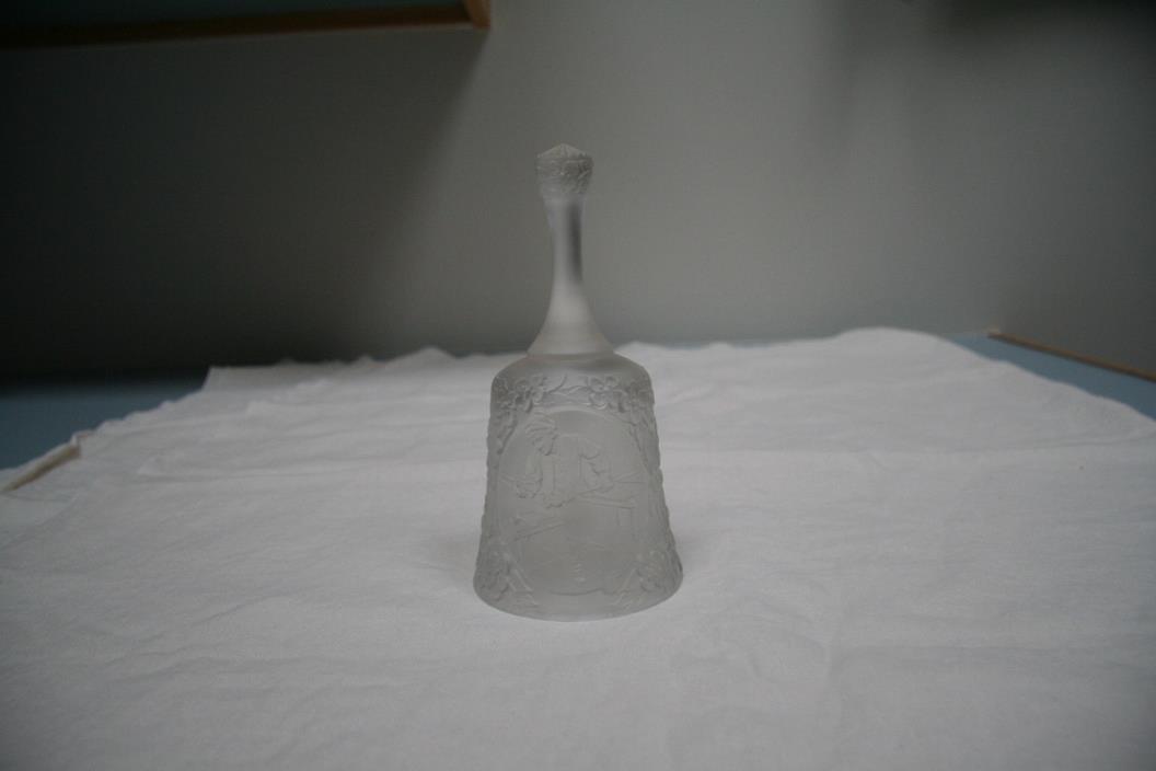 VINTAGE LEAD CRYSTAL BELL WITH BLACKSMITH ETCHED DESIGN-UNMARKED
