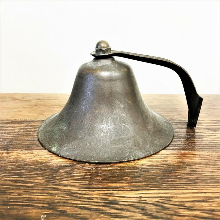 Antique Cast Iron Bell Heavy Bell Rare Side Handle Large Clapper