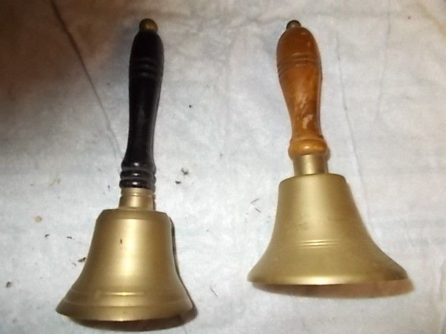 2 VINTAGE TEACHER'S BELLS