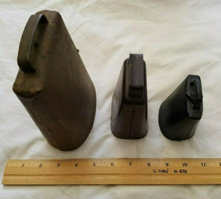 Primitive Antique Hand Forged Steel Riveted Cow, Goat, and Sheep Clapper Bells