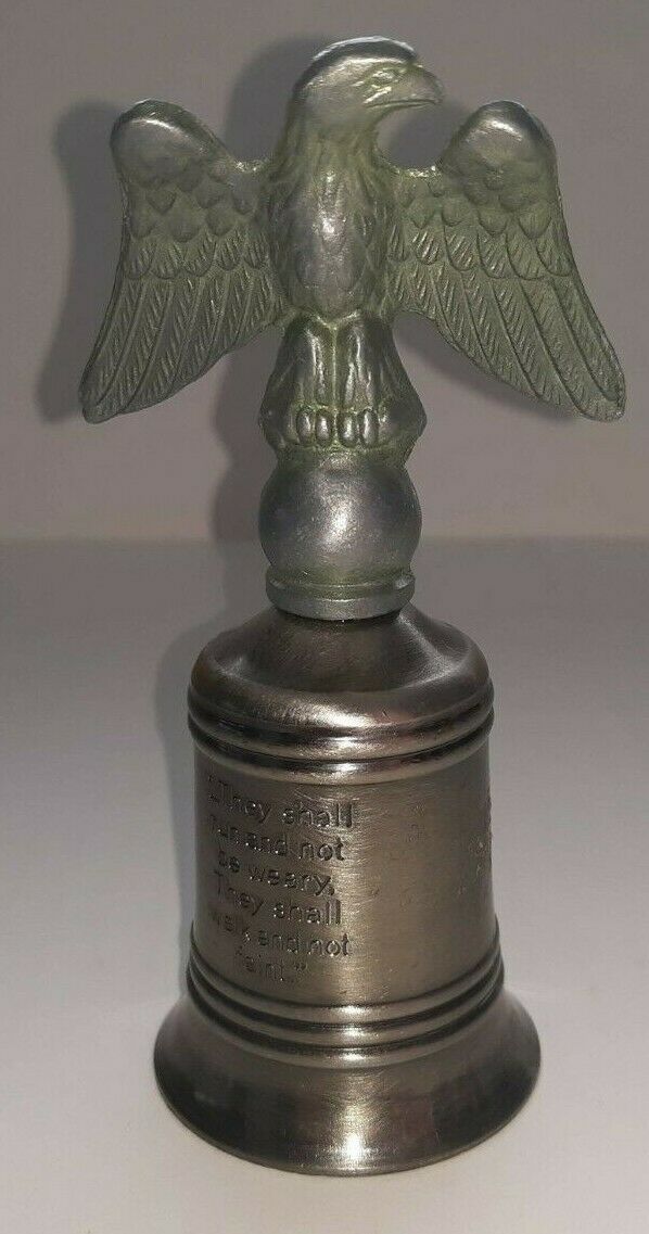 Vintage Metal Bell with Bible Verse and Aluminum Eagle on Top 4