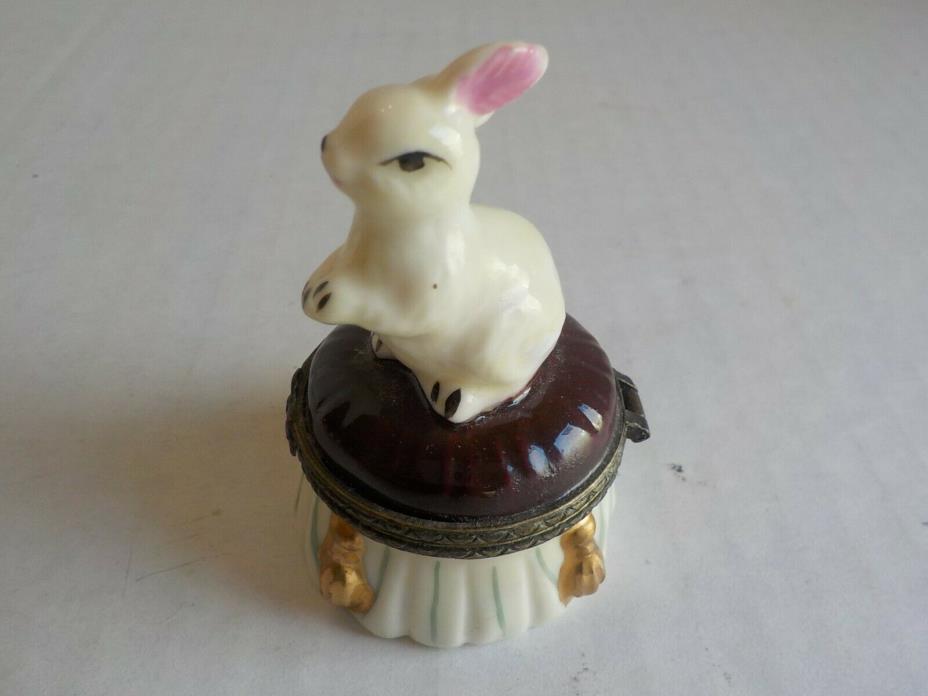 Easter Bunny Hinged Trinket Box White Rabbit