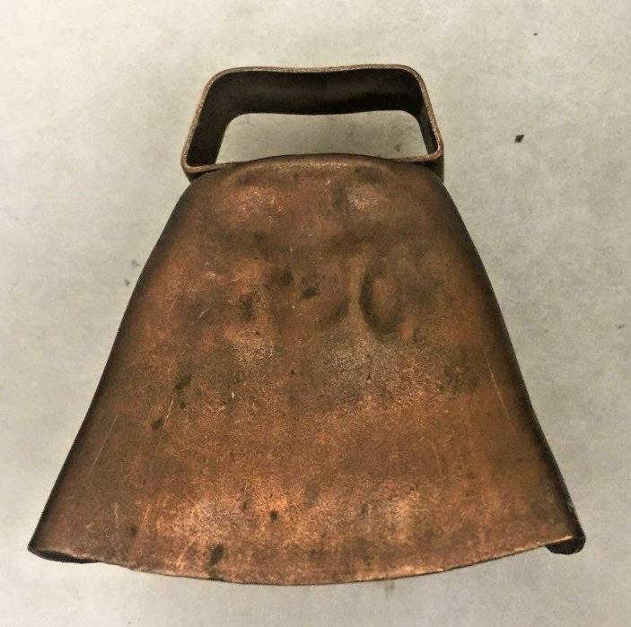 Vintage Copper Metal Cow Bell w/ Clapper 3 1/4