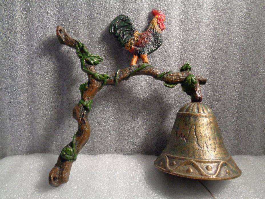 Small Cast Iron Rooster Wall Mounted Dinner Bell  Excellent
