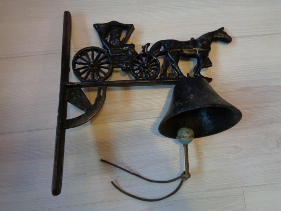 Vintage Cast Iron Horse & Buggy Wall Mounted Dinner Bell
