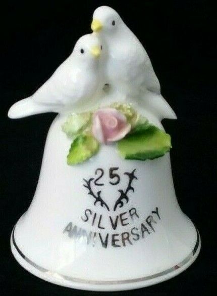 ENESCO Maruri Masterpiece COLLECTIBLE BELL Bone China 25th SILVER Anniversary