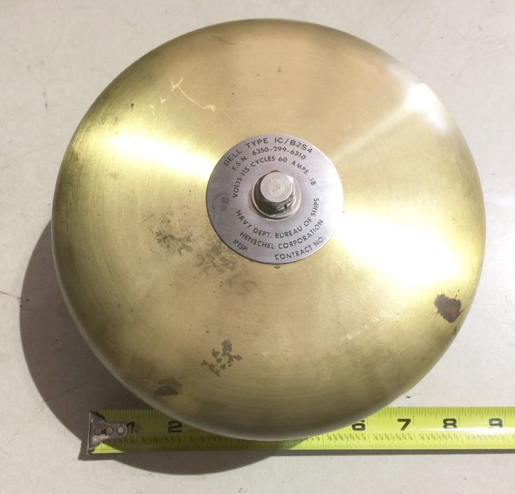 US Navy Ship Bell Type IC B2S4 Brass Electrical  GONG 115V Alarm 8