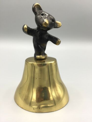 Vintage Walter Bosse MidCentury Modern Brass Teddy Bear Bell Handmade in Austria
