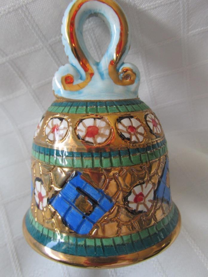 UNIQUE POTTERY HAND BELL, MADE IN ROME ITALY