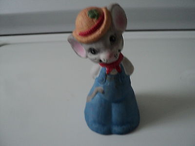 Vintage Bell Mouse Porcelain Blue Overalls JASCO, Taiwan Collectible