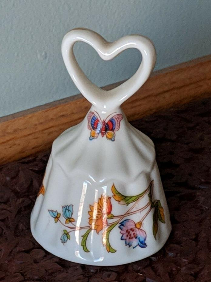 White bone china bell butterflies, flowers, heart-shaped stem