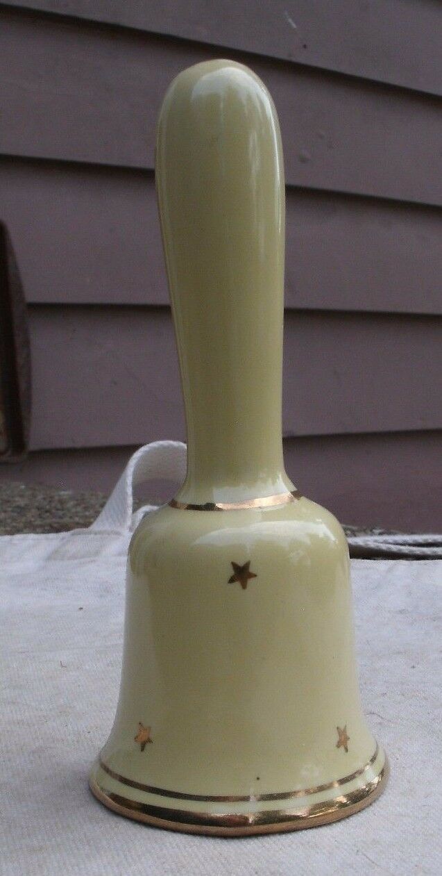 Vintage Shawnee Pottery Bell Salt Shaker gold leaf 1960s star design yellow