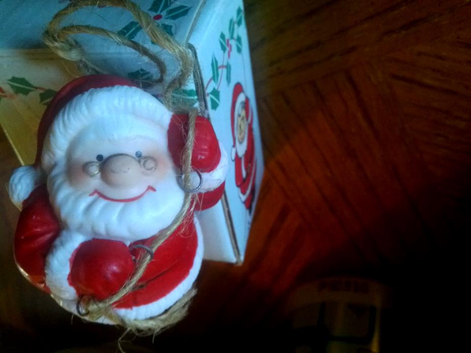Vintage Russ Berrie Santa Claus Christmas Climbing Kringles Ornament Porcelain