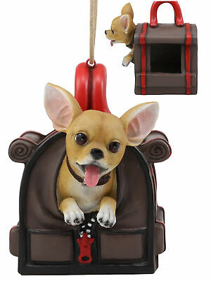 Cute Teacup Chihuahua In Dog Purse Bird Feeder With Hanging Ropes Decor Figurine