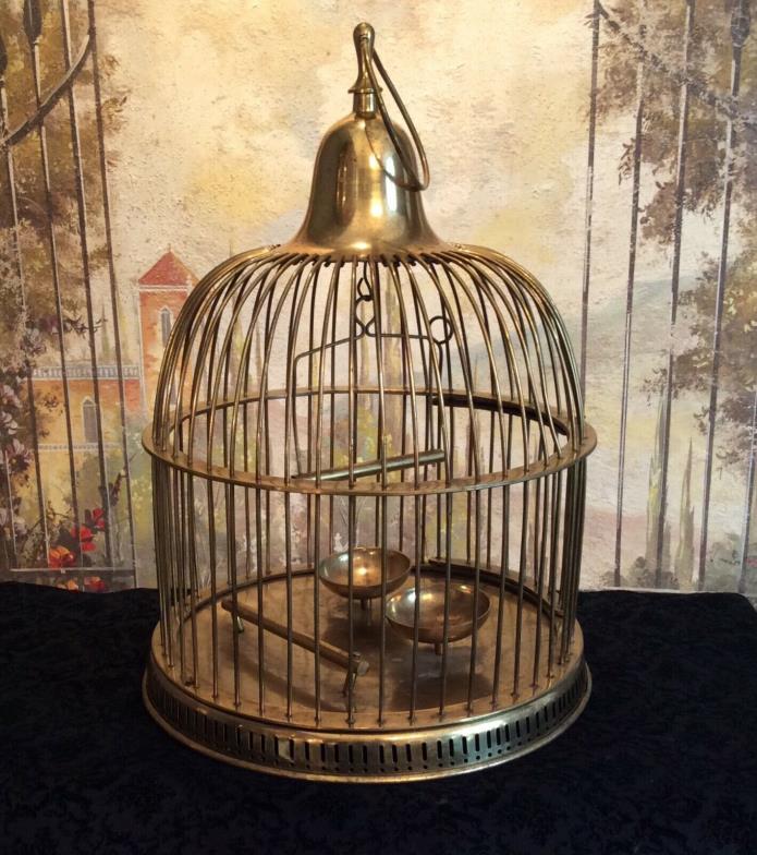 Vintage Brass Birdcage wth Swing