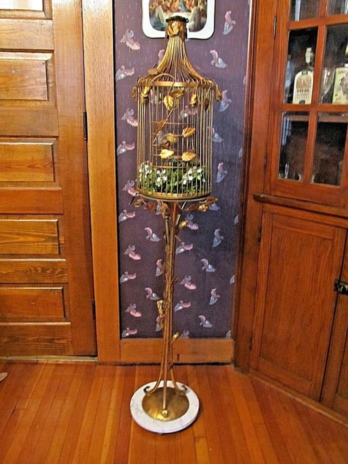 Beautiful Antique brass colored free standing bird cage
