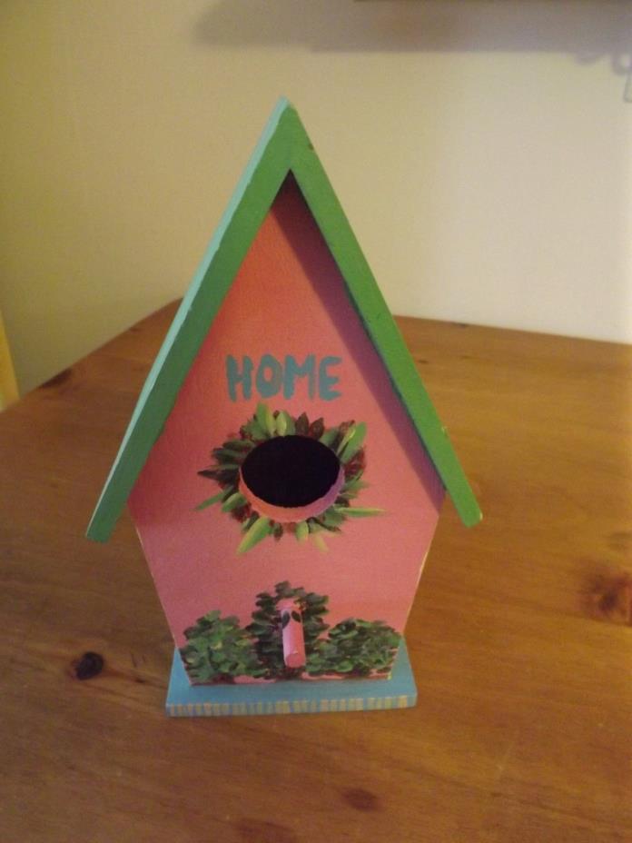 HANDPAINTED whimsical WOODEN BIRDHOUSE 9