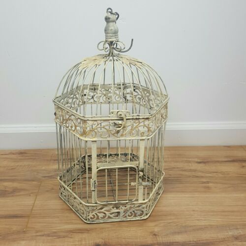 Beautiful Vintage Distressed White  Bird Cage 18
