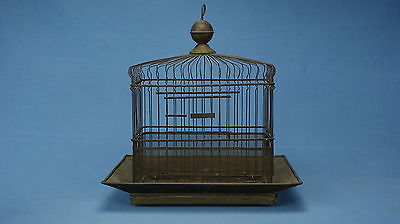 Antique HENDRYX BRASS BIRD CAGE RECTANGLE HEART DESIGN COVERS  & BRASS STAND