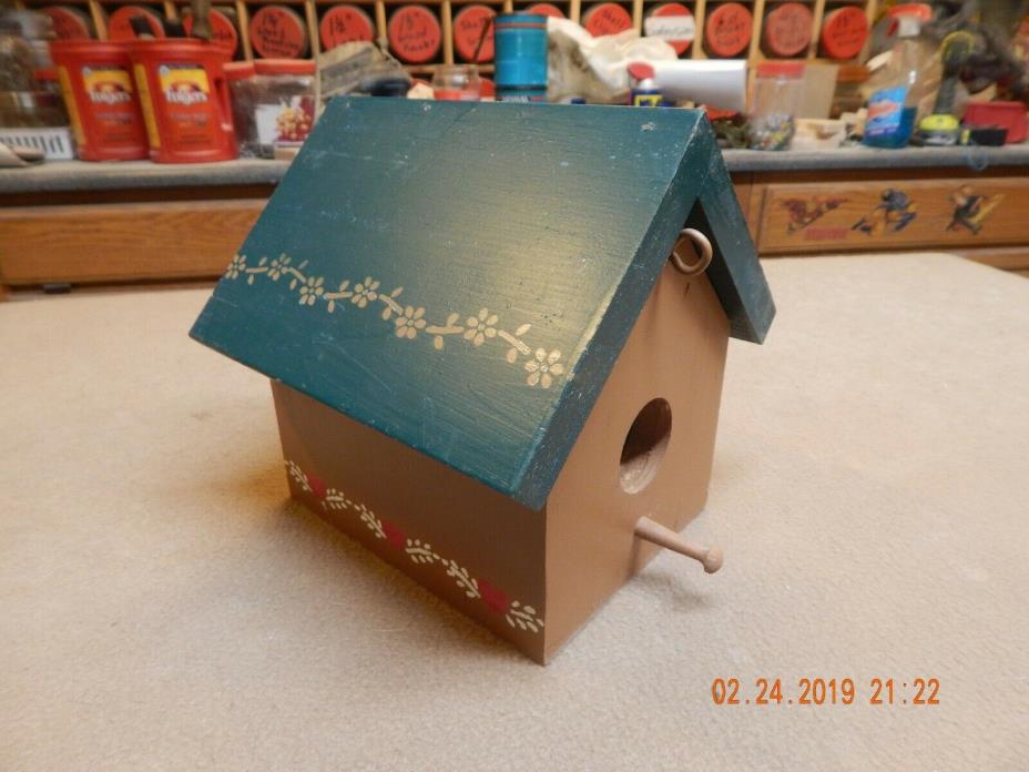 Bird House - hand painted, Wooden, hand made - cover removes for cleaning
