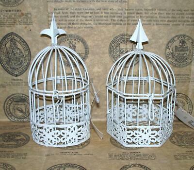 NWT 2 Victorian Style Small Bird Houses French Country White Ornate Design