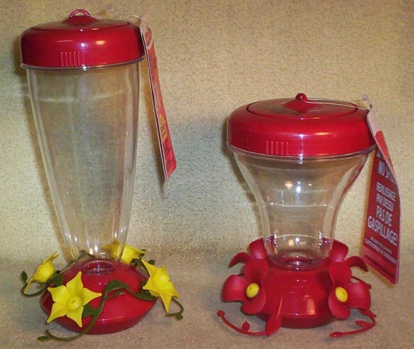 2 BRAND NEW W/TAGS PERKY-PET HUMMINGBIRD FEEDERS 16 OZ & 24 OZ  PLASTIC BOTTLES