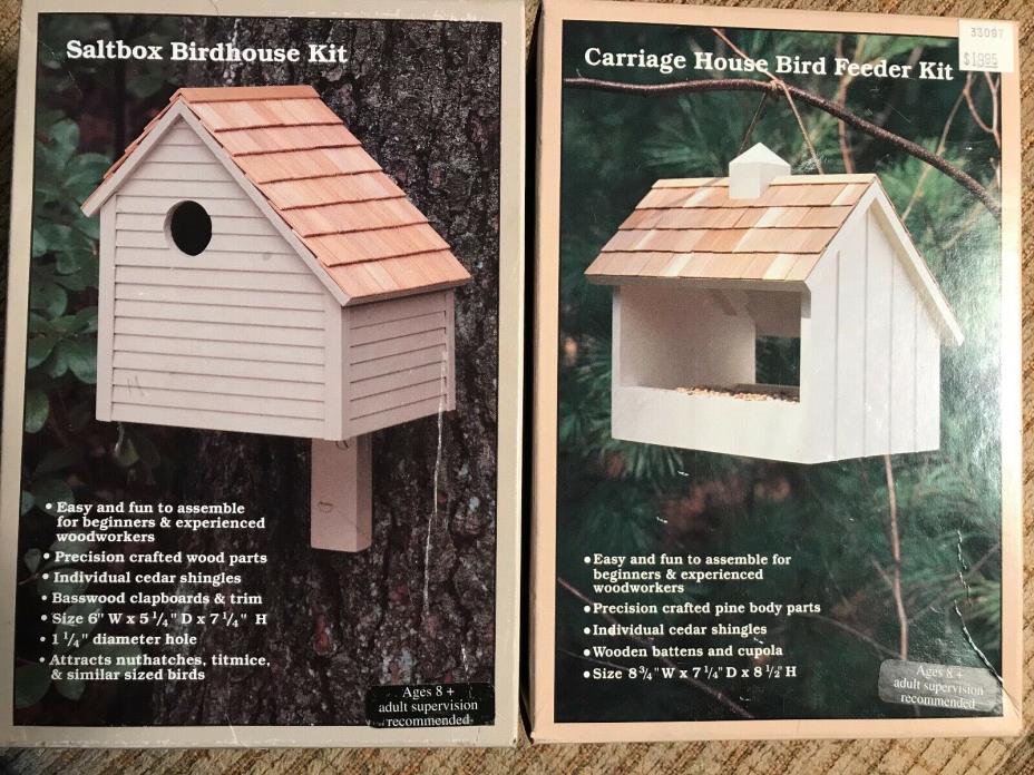 Saltbox Birdhouse Kit and Carriage House Bird Feeder Kit