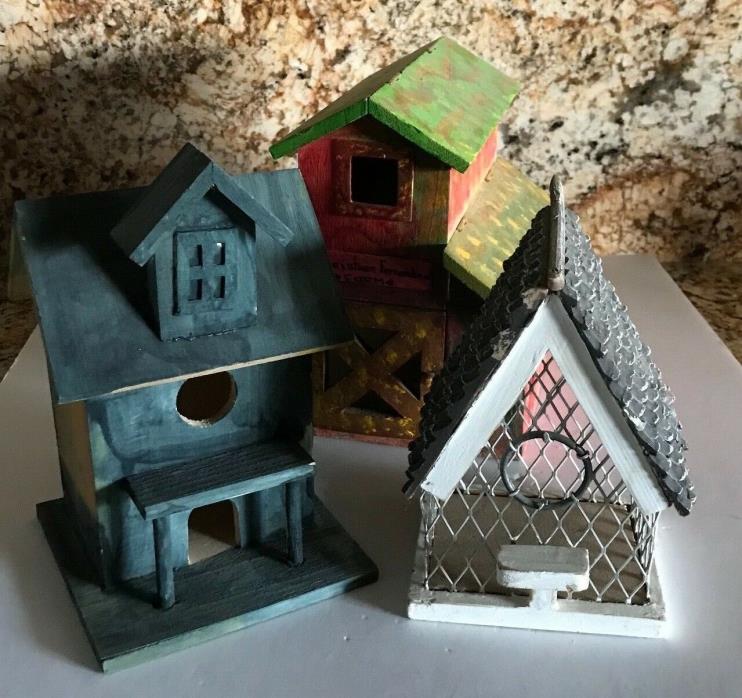 Bird houses, lot of 3, handmade, painted, CHARMING!