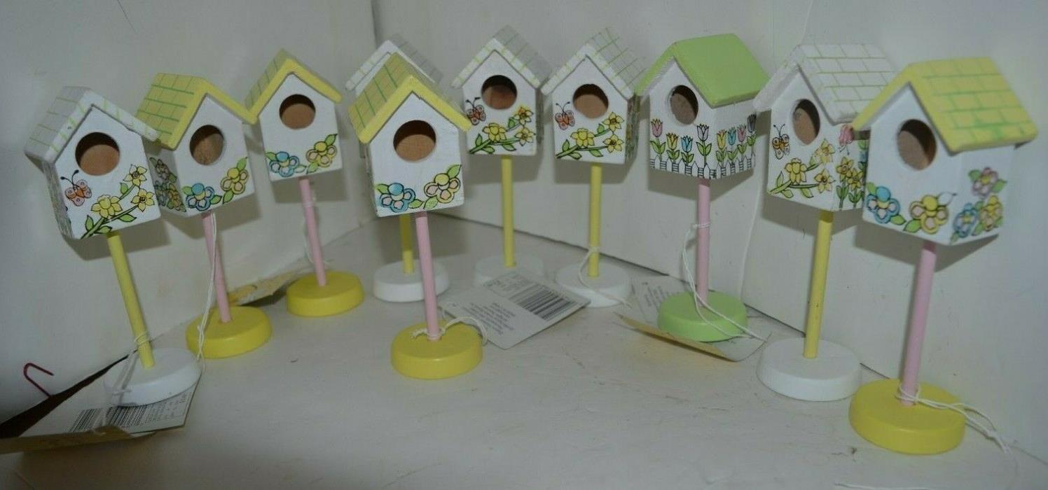 Small Wood Hand Painted Bird House Lot of 10