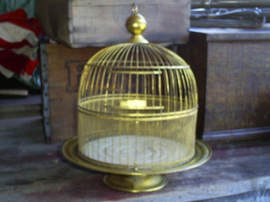 Antique Brass HENDRYX Domed Birdcage on Pedestal New Haven, Conn.