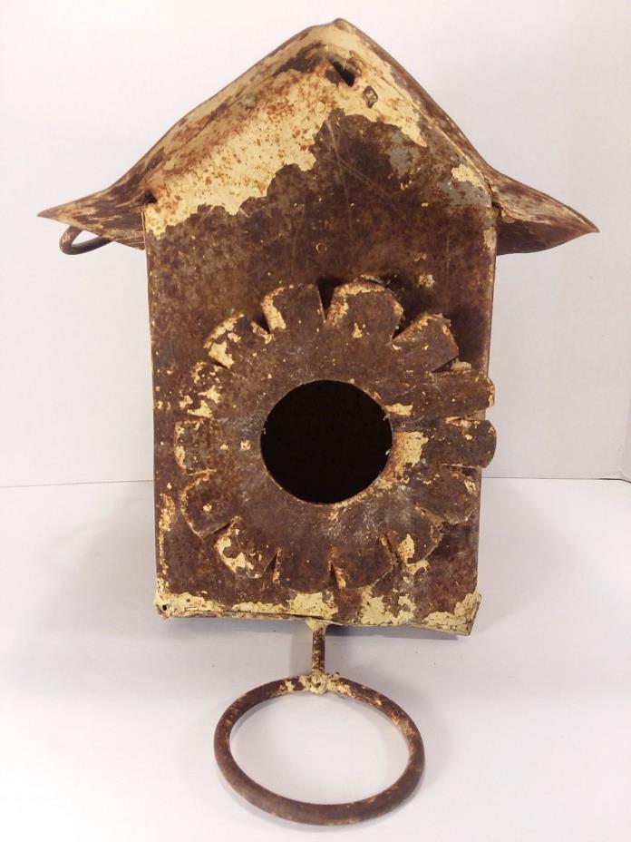 Vintage Hand Made Rustic Metal Bird House Unique one of a kind