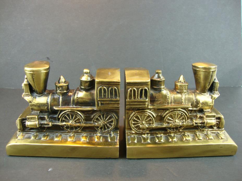 Train Bookends Train Engine PM Craftsman Brass Bookends Steam Locomotive