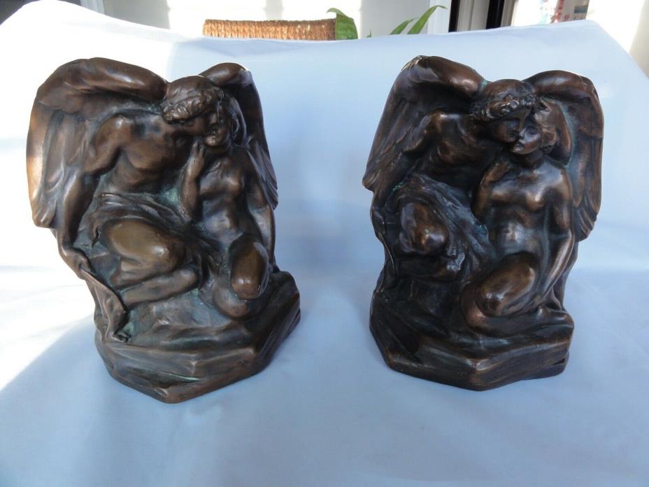 Rare Armour Bronze Co. CA Johnson Cupid And Psyche Bookends 1914