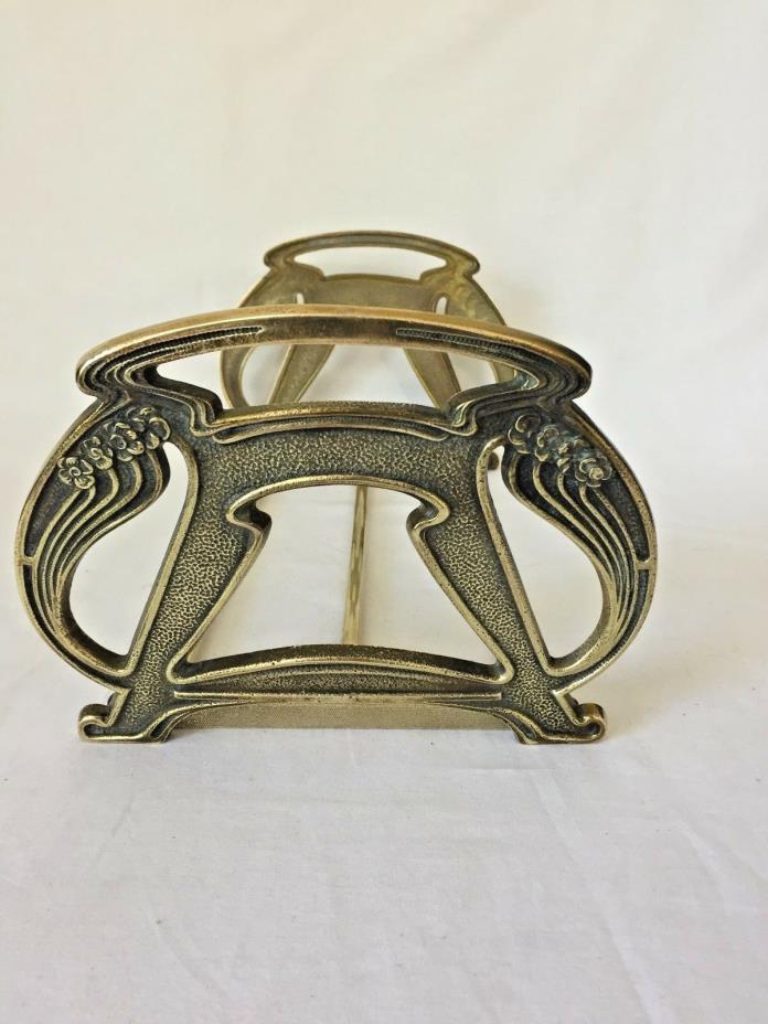 VINTAGE ART NOUVEAU EXPANDABLE BRASS PLATED BOOK HOLDER - Early 19th Century