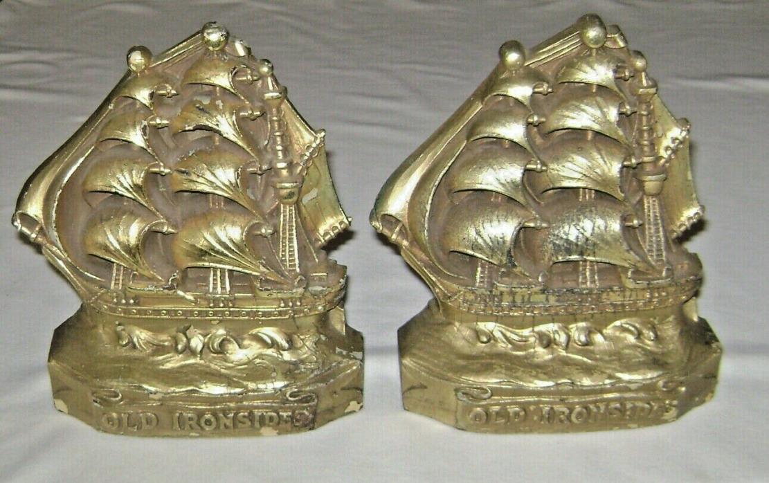 Vintage USN Old Ironsides Ships Bookends
