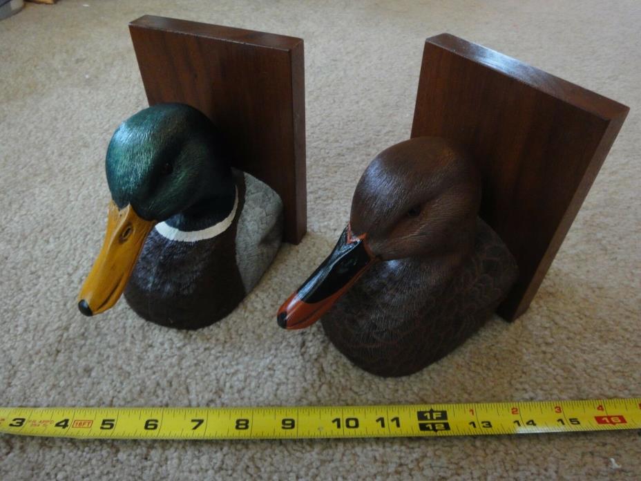 Vintage Jennings Decoy, hand painted Mallard duck bookends. Signed! Nice!