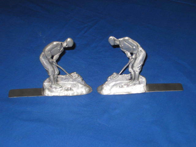 Vintage Golfer Seagull Pewter Bookends Pair made in Canada 1991