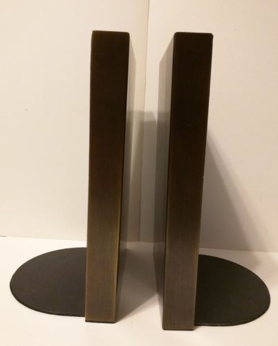 McDonald Products Buffalo, NY Vintage brass book ends antique leather
