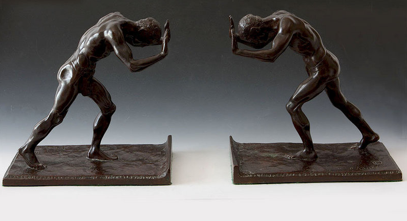 Pair Bronze Bookends - Isadore Konti