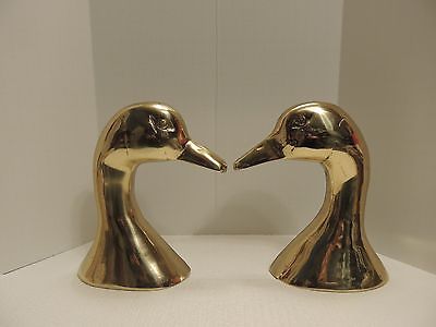 Pair of Brass Duck/Goose Head Bookends (See Photos)