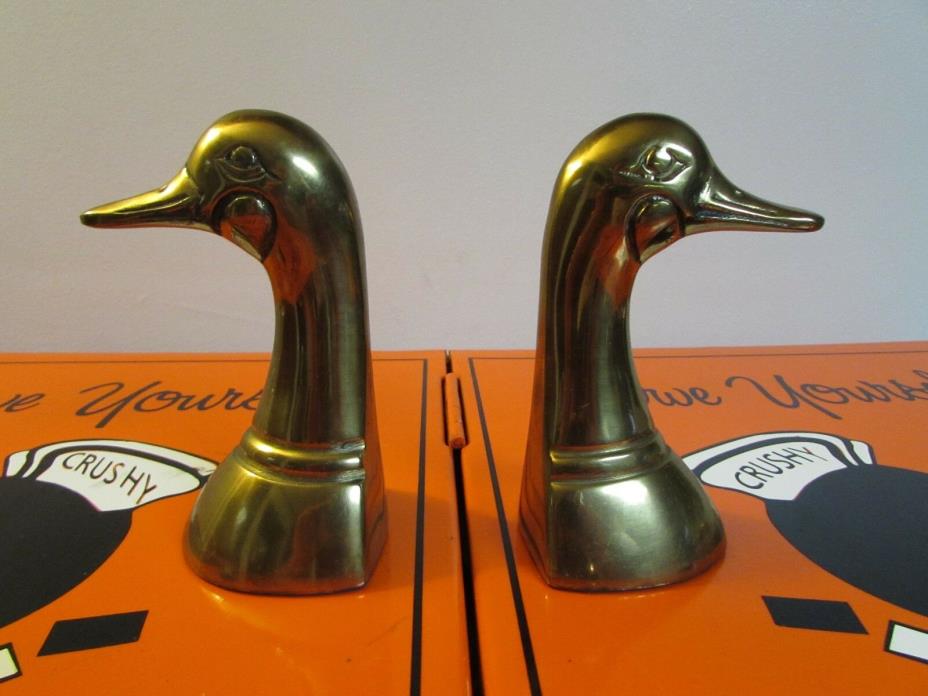 Vintage Duck Brass Colored Book Ends