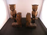 Vintage Carved wood bookends, statues, sculptures of Owls sitting on branch