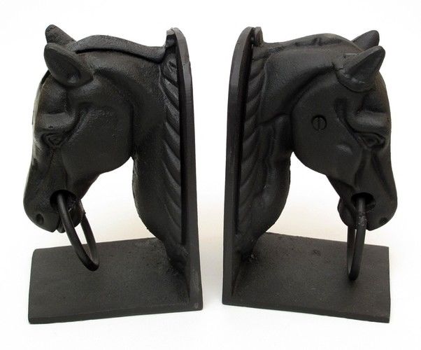 Set 2 Cast Iron Horses Bookends Horse Lovers Decor New Home Wedding Gift Idea