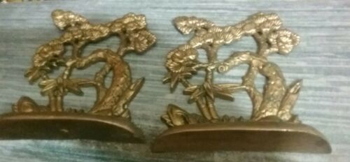 VINTAGE SOLID BRASS FLOWER BOOKENDS