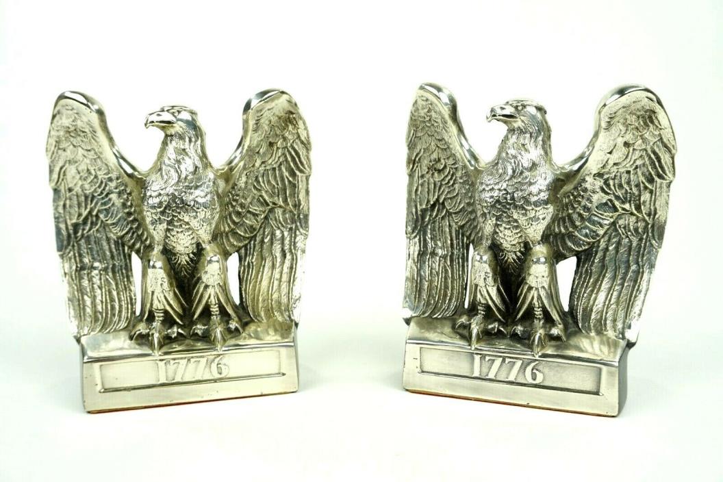 Vtg 1772 Brass American Eagle Bookends Made By Philadelphia MFG Co. 114B