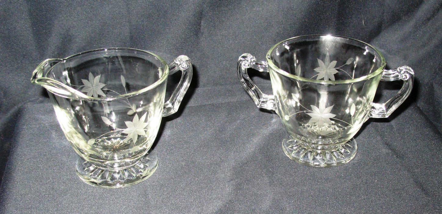 VINTAGE CUT GLASS Crystal Sugar & cream bowls  from estate