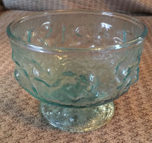 Blue Glass 4” Pedestal Candy Nut Dish Bowl