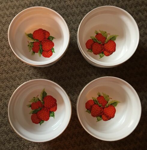 Set of 4 Vintage John Wagner & Sons Strawberry Bowl, jelly, Ramekin trinket dish